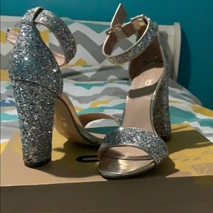 Silver block heels